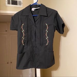 Vintage black button down blouse